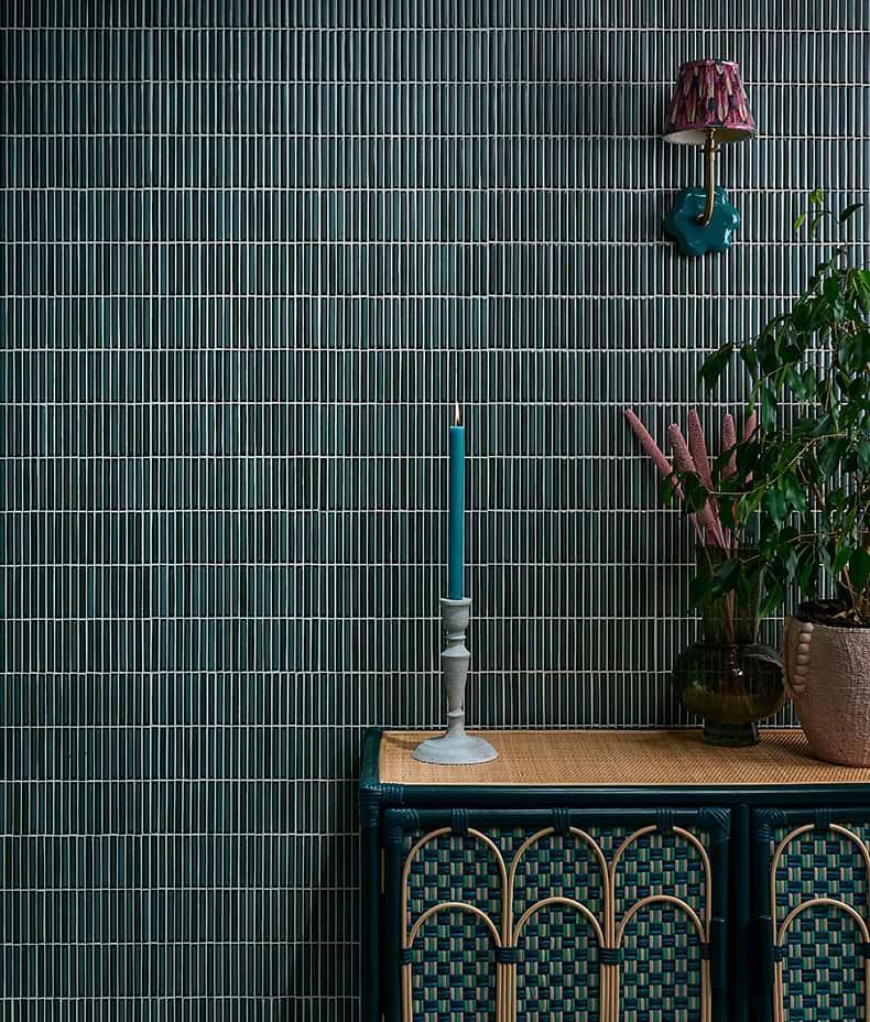 Bamboo Lustre Porcelain Mosaic Teal