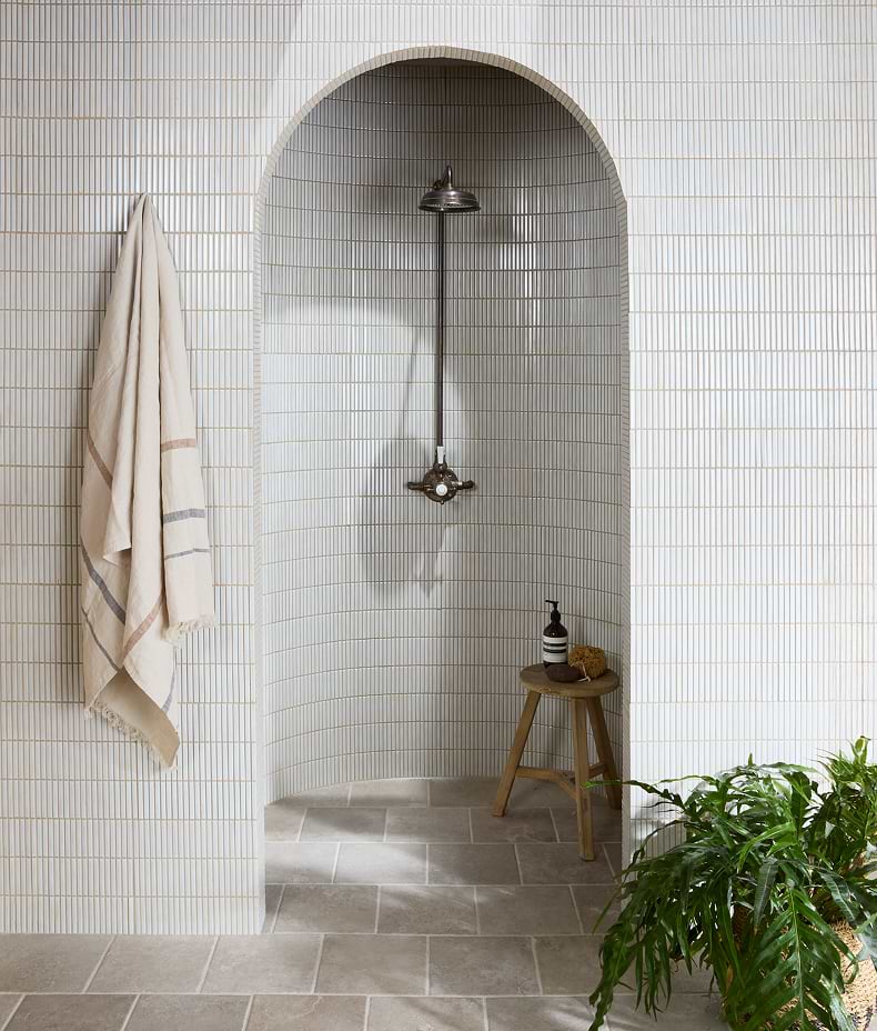 Bamboo Porcelain Mosaic Vintage White
