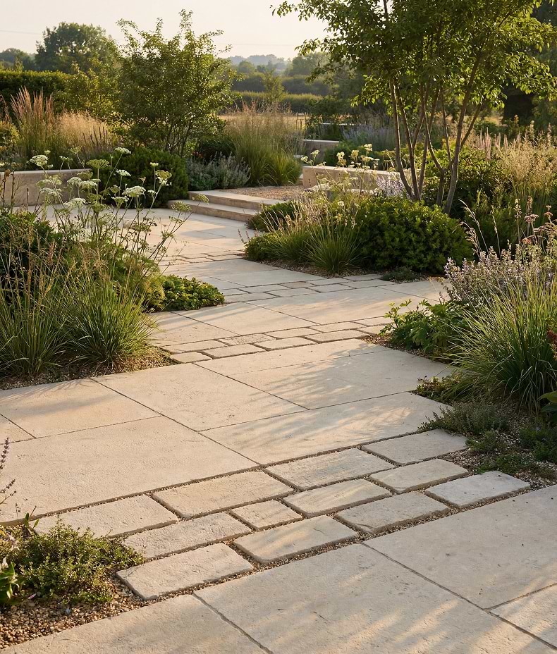 Buscot Limestone Paving Tumbled & Etched Finish