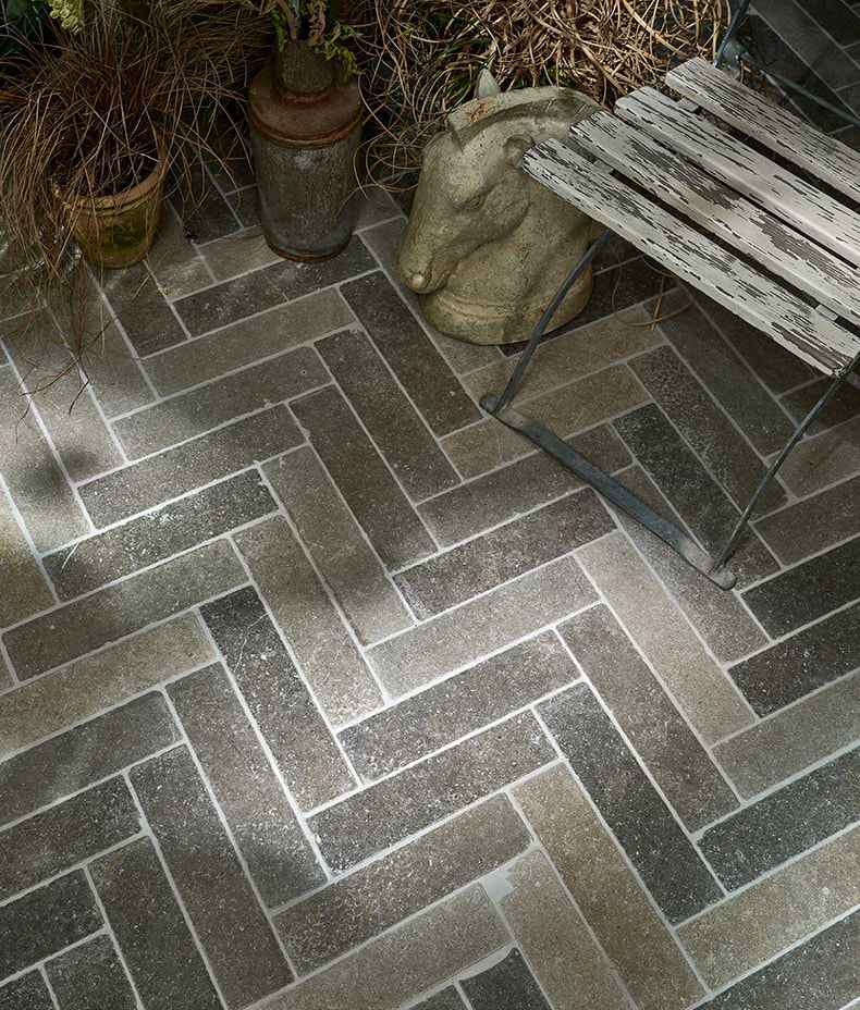 Kimmeridge Limestone Tumbled & Etched Parquet