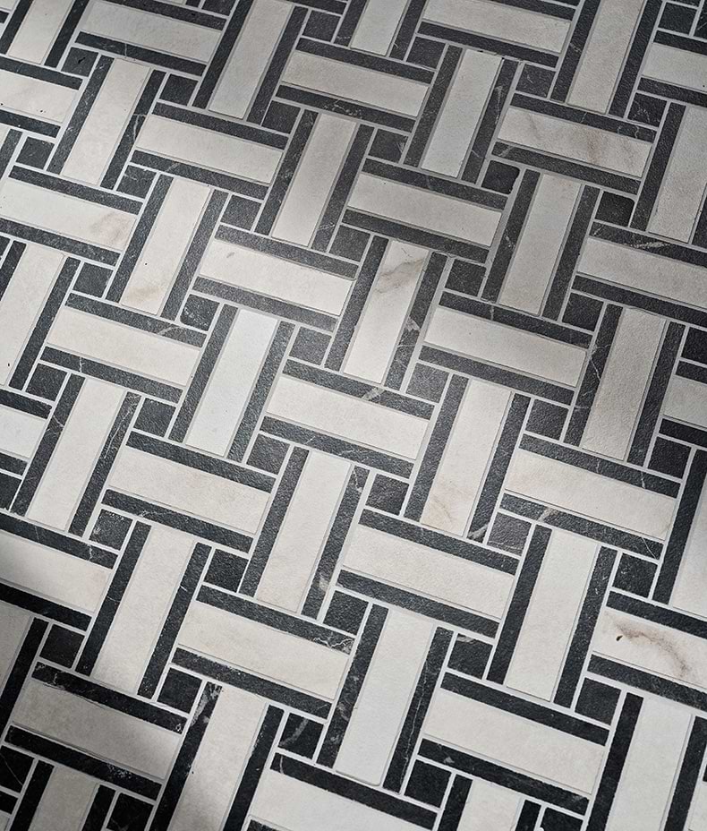 East Village Porcelain Basketweave Mosaic Bianco