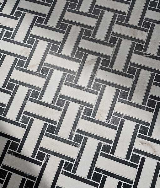 East Village Porcelain Basketweave Mosaic Bianco