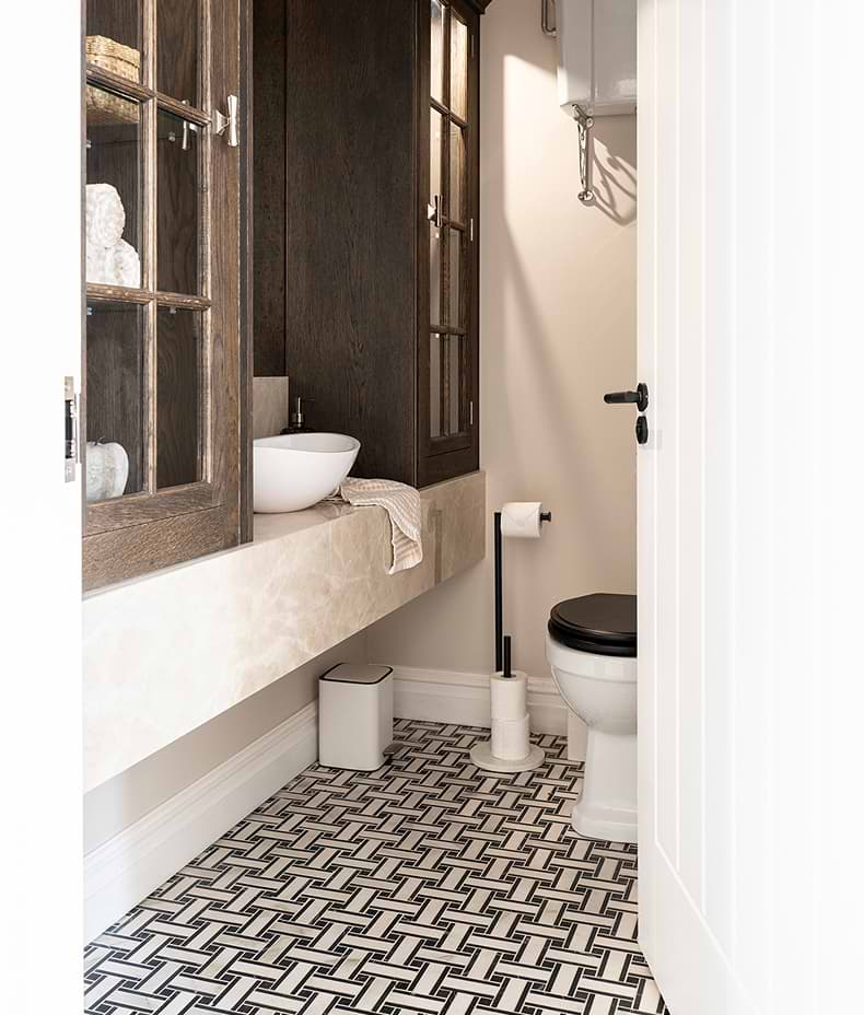 East Village Porcelain Basketweave Mosaic Bianco