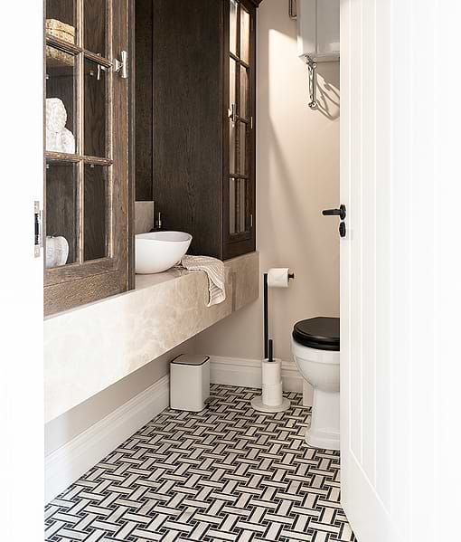 East Village Porcelain Basketweave Mosaic Bianco