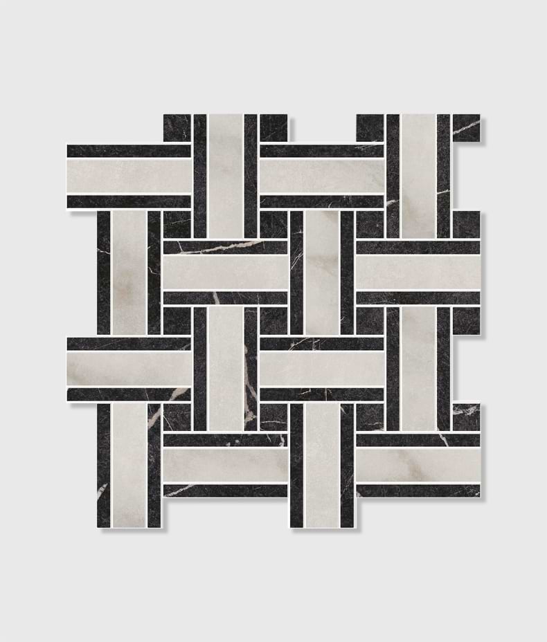 East Village Porcelain Basketweave Mosaic Bianco