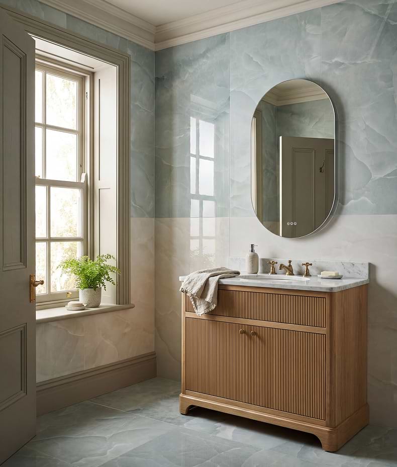 Illusion Whisper Onyx Porcelain Polished Lagoon