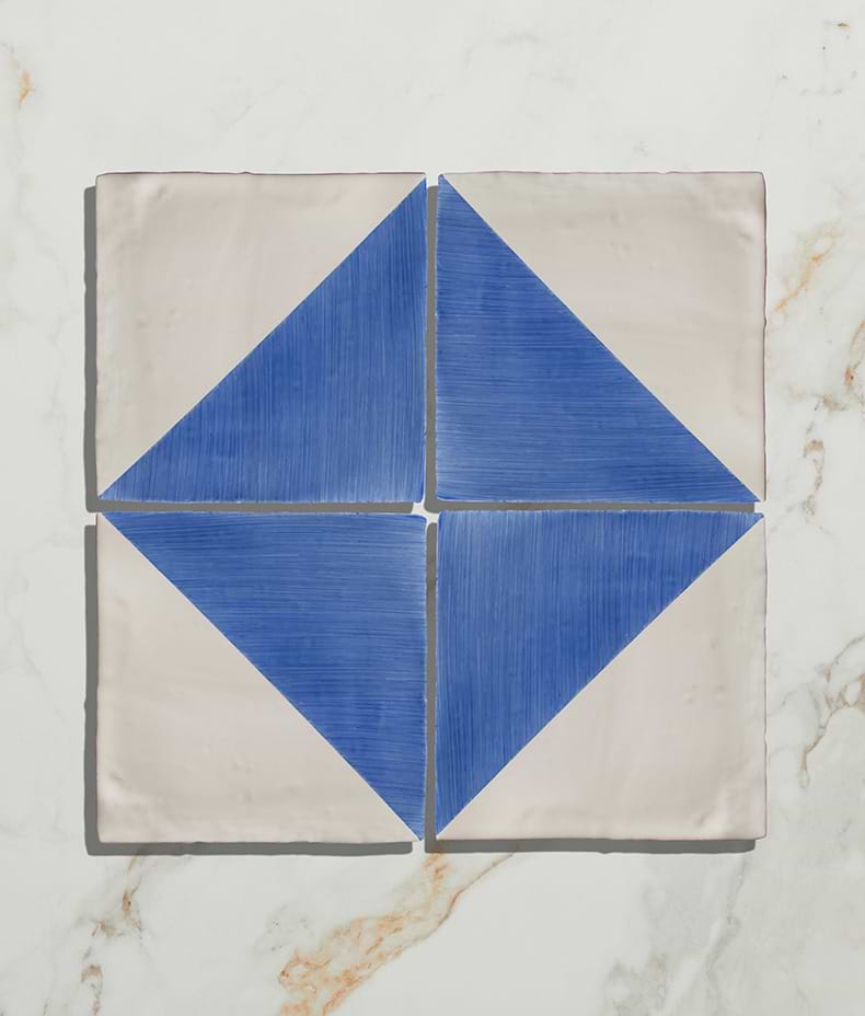 STUDIO Jamboree Handpainted Ceramic Greek Blue Tri