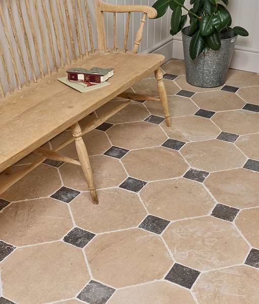 Lacock Limestone Heritage Finish Octagons & Hazlebury Cabochons