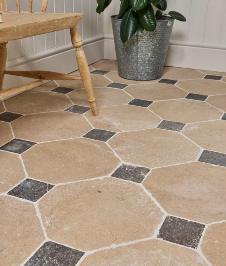 Lacock Limestone Heritage Finish Octagons & Hazlebury Cabochons