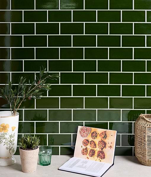 Victorian Style™ Wall Ceramic Olive Green Metro Crackle Glaze