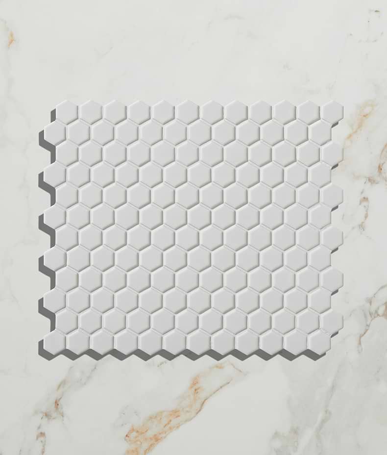 Mono Hex Porcelain Mosaic Blanc