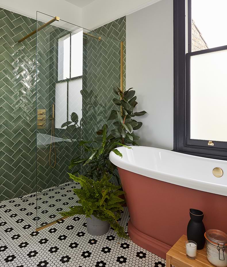 Mono Hex Porcelain Mosaic Daisy
