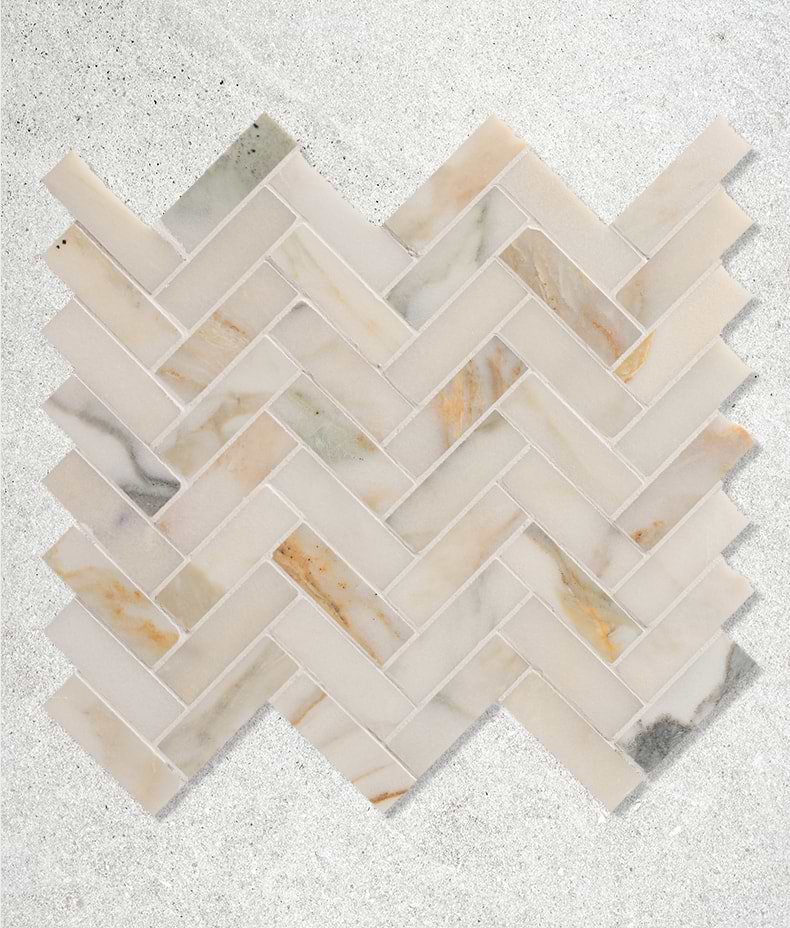 Palazzo Oro Honed Herringbone Mosaic