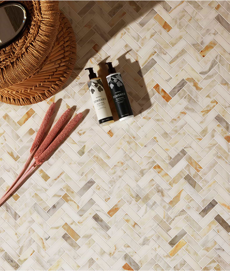 Palazzo Oro Honed Herringbone Mosaic