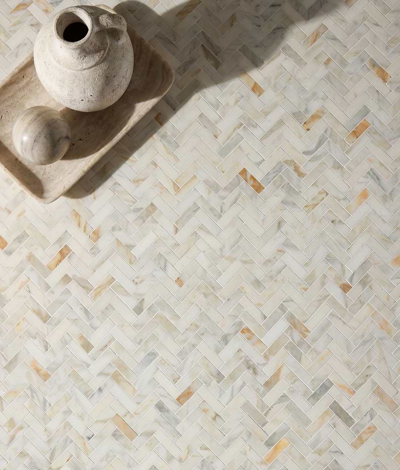 Palazzo Oro Honed Herringbone Mosaic
