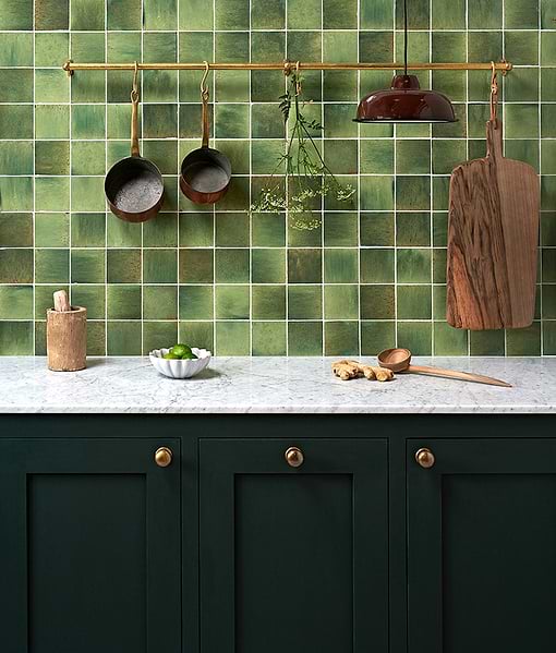 Pottery Porcelain Kale Green Square