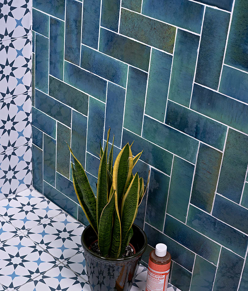 Pottery Porcelain Ocean Blue Brick