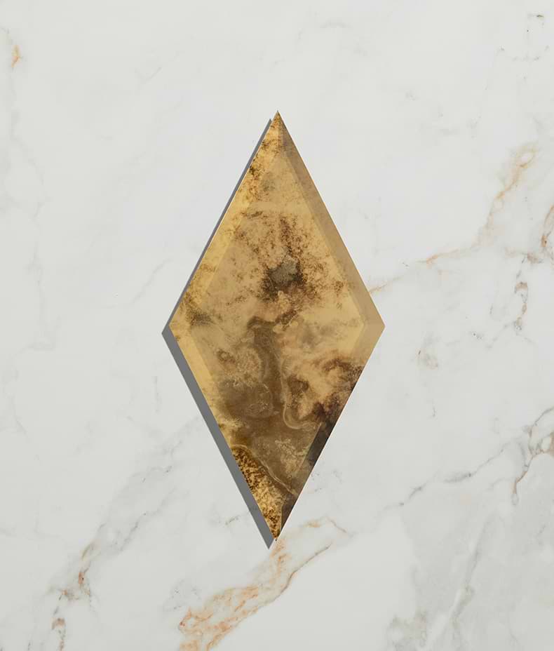 Rococo Glass Mirror Diamond Brass