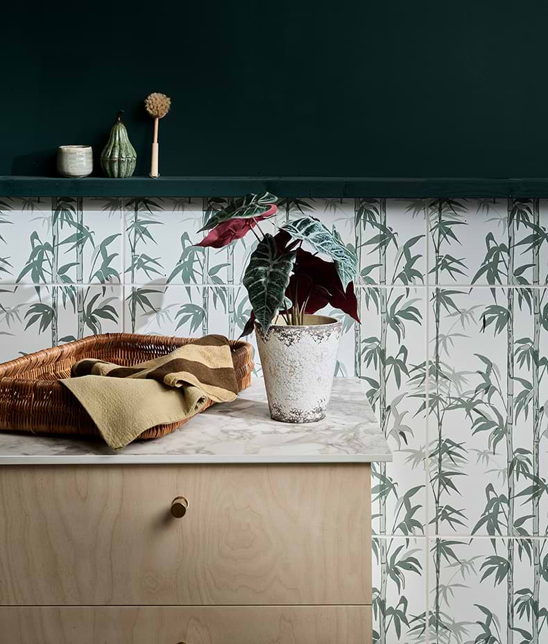 Silk Screen Ceramic Lantau Bamboo Smoke Green