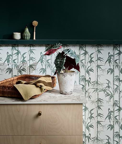 Silk Screen Ceramic Lantau Bamboo Smoke Green