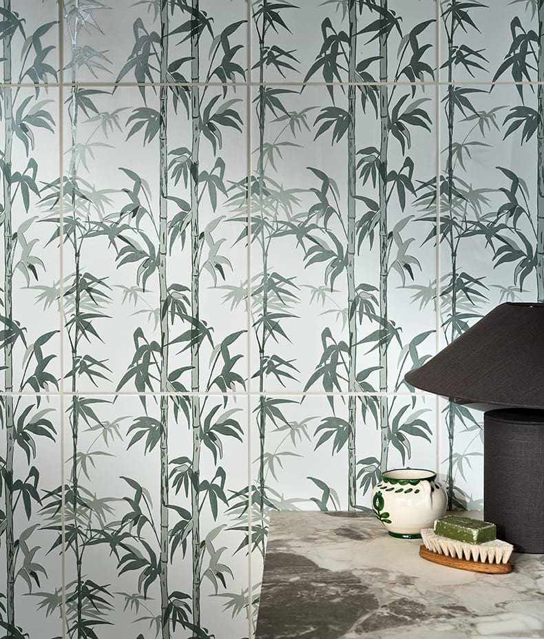 Silk Screen Ceramic Lantau Bamboo Smoke Green