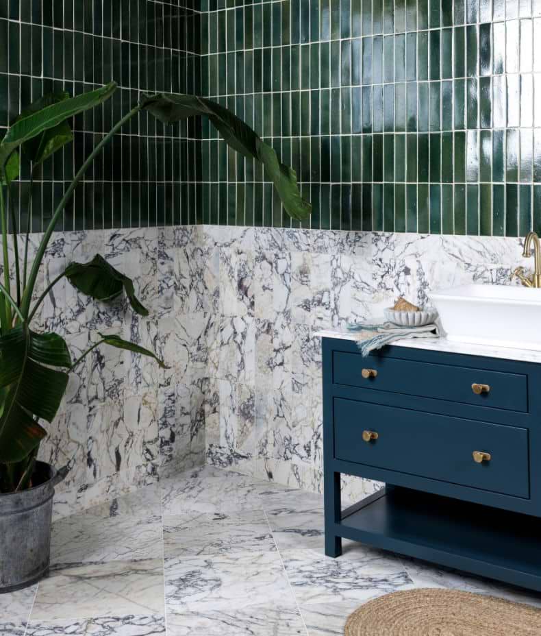 Stone Glaze Ceramic Petrol Green Gloss Brick