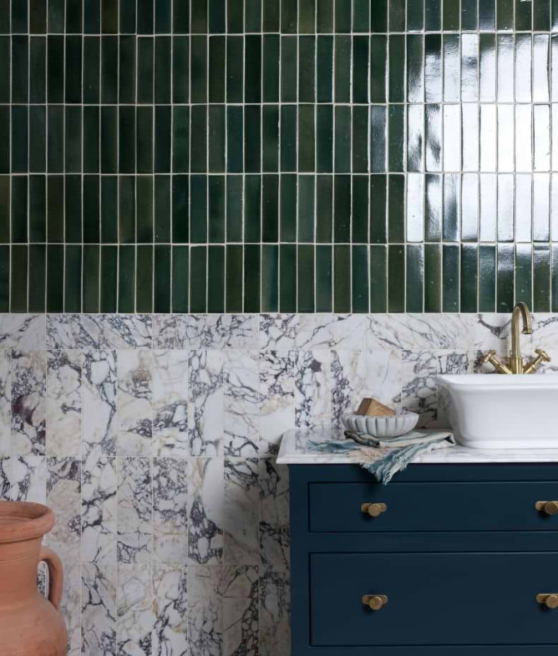 Stone Glaze Ceramic Petrol Green Gloss Brick
