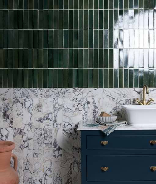Stone Glaze Ceramic Petrol Green Gloss Brick