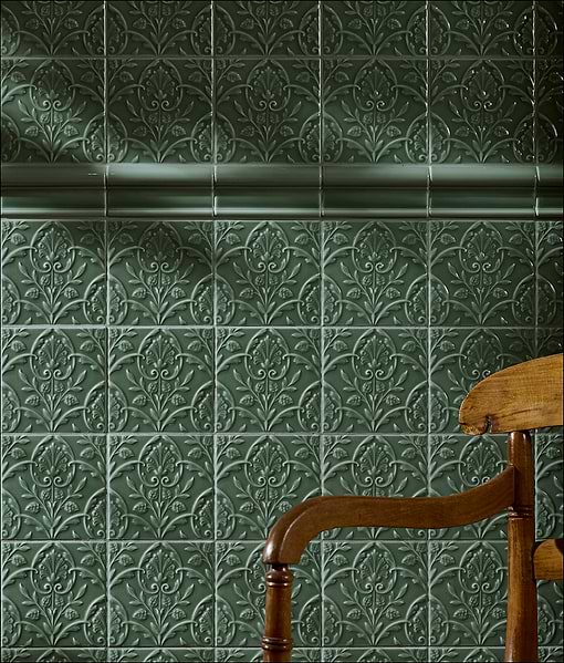 Victorian Style™ Wall Ceramic Hampton Court Vines Cabbage Green Gloss