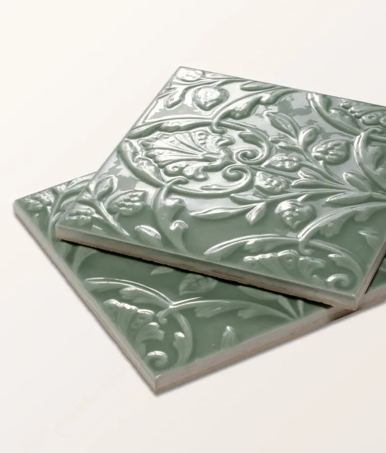 Victorian Style™ Wall Ceramic Hampton Court Vines Cabbage Green Gloss