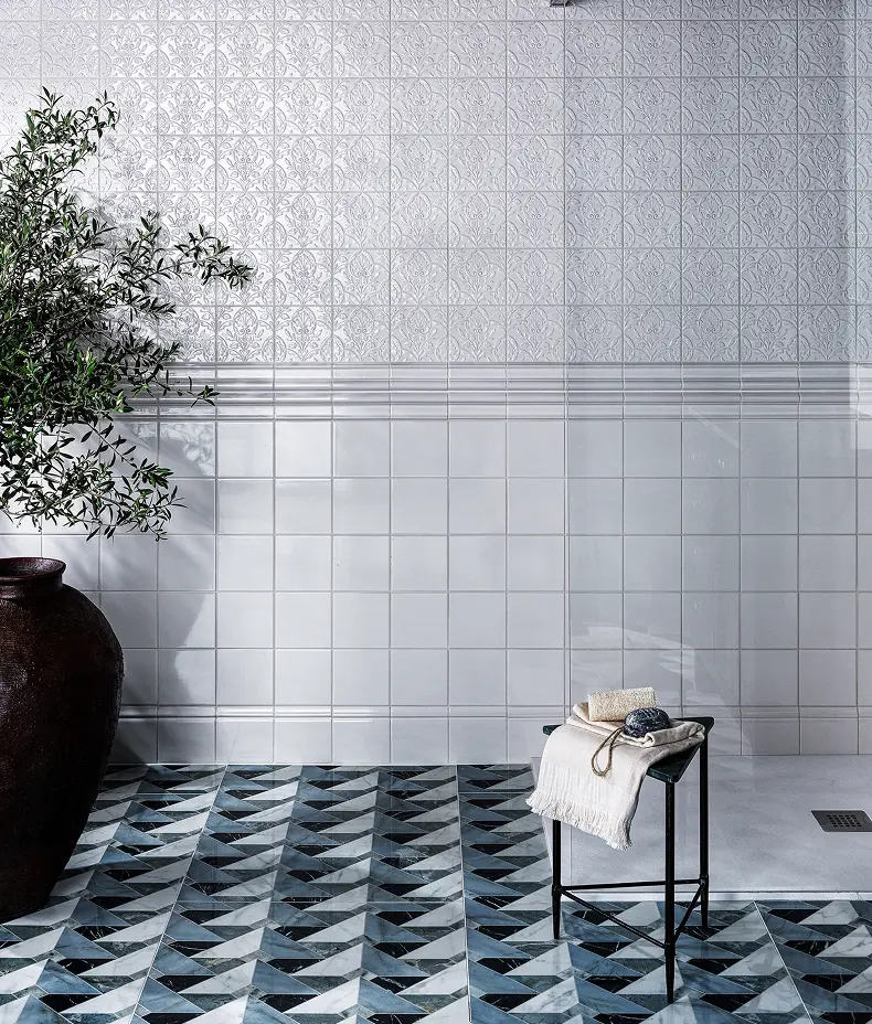 Victorian Style™ Wall Ceramic Hampton Court Vines Cotton White Gloss