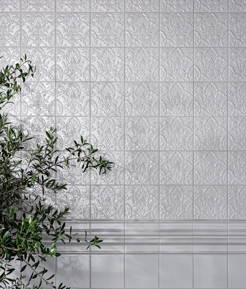 Victorian Style™ Wall Ceramic Hampton Court Vines Cotton White Gloss