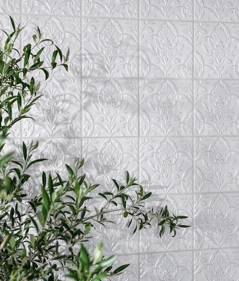 Victorian Style™ Wall Ceramic Hampton Court Vines Cotton White Gloss