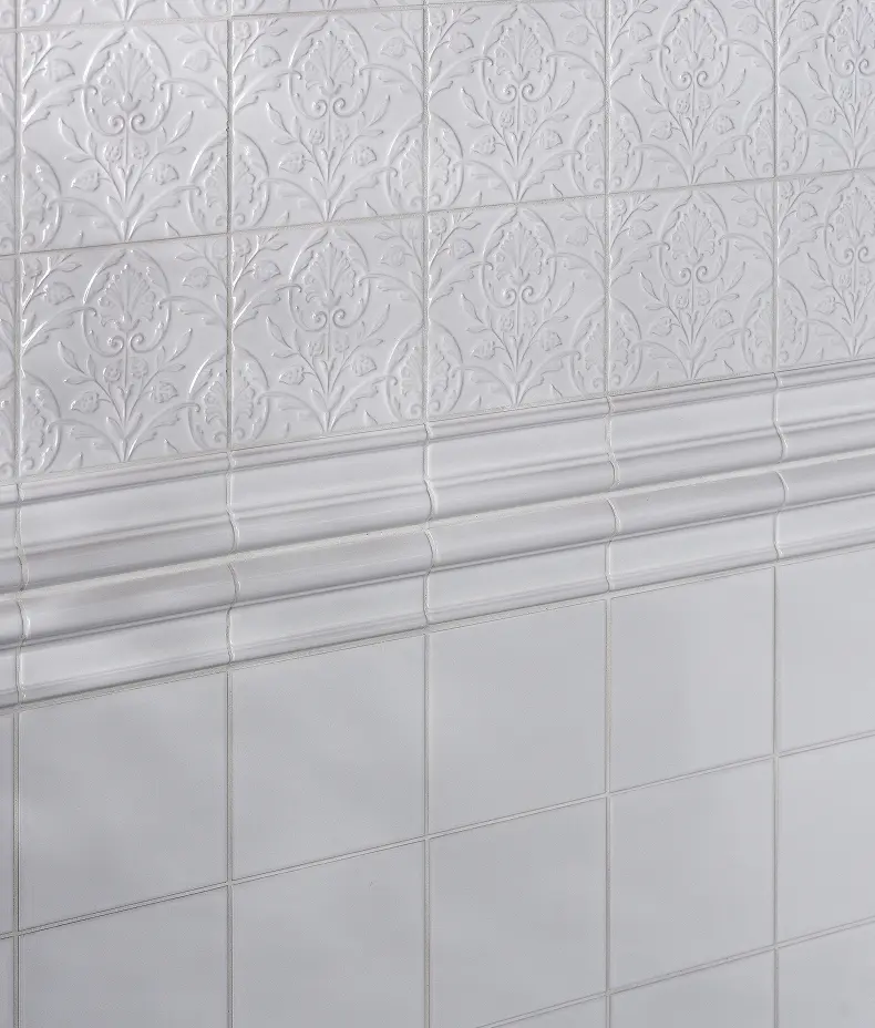Victorian Style™ Wall Ceramic Hampton Court Vines Cotton White Gloss
