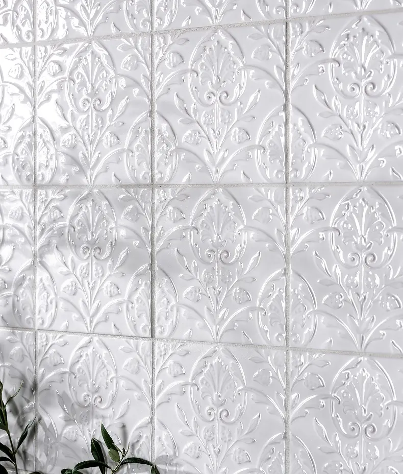Victorian Style™ Wall Ceramic Hampton Court Vines Cotton White Gloss