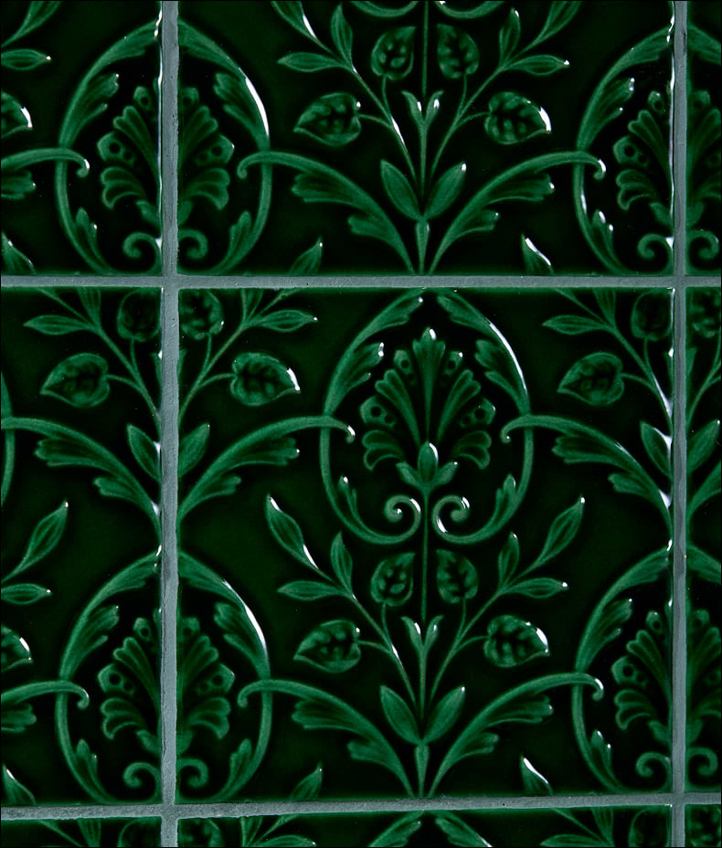 Victorian Style™ Wall Ceramic Hampton Court Vines Olive Green Gloss