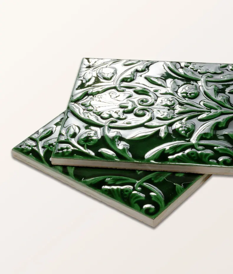 Victorian Style™ Wall Ceramic Hampton Court Vines Olive Green Gloss