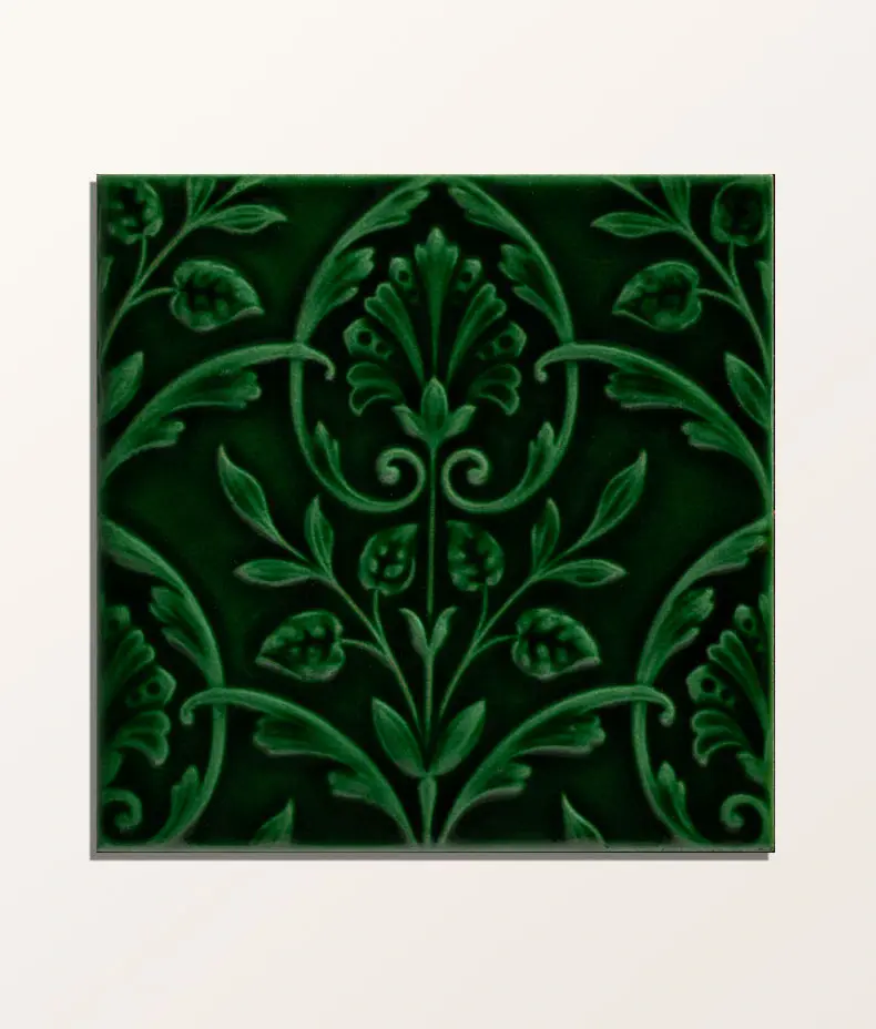 Victorian Style™ Wall Ceramic Hampton Court Vines Olive Green Gloss