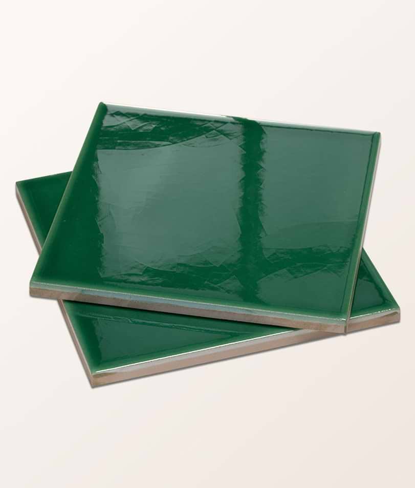 Victorian Style™ Wall Ceramic Emerald Green Square Crackle Glaze