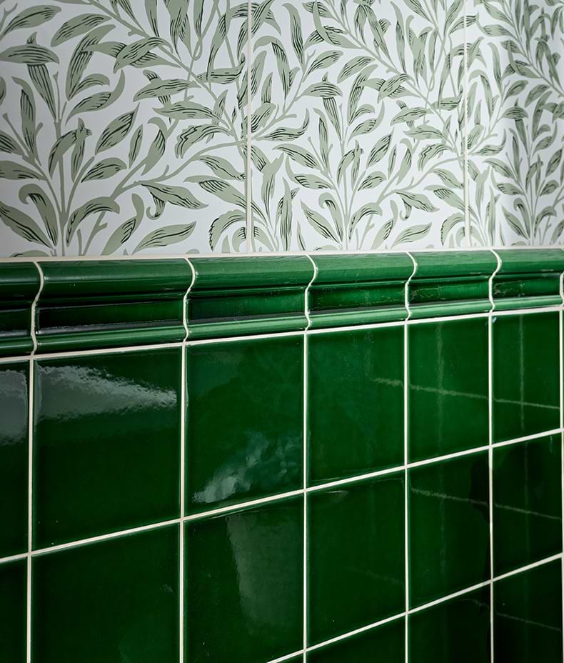 Victorian Style™ Wall Ceramic Olive Green Square Crackle Glaze