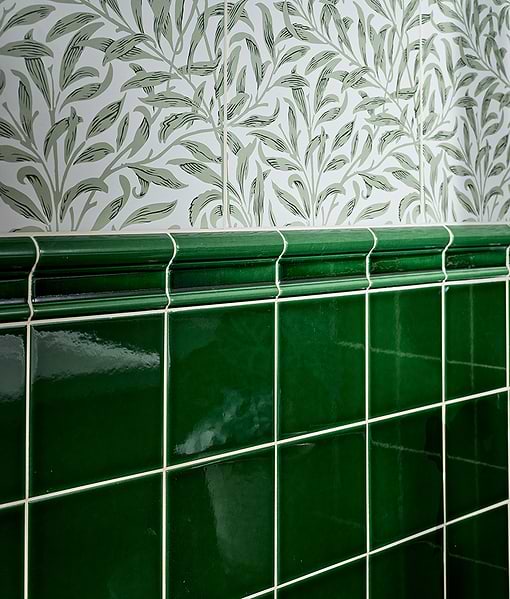 Victorian Style™ Wall Ceramic Olive Green Square Crackle Glaze