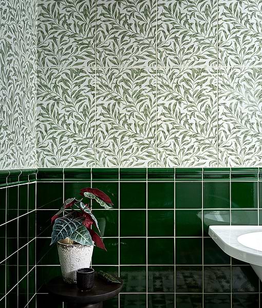 Victorian Style™ Wall Ceramic Olive Green Dado Crackle Glaze