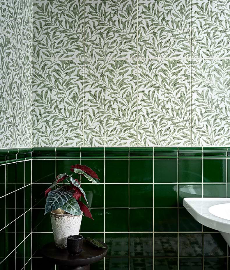 Victorian Style™ Wall Ceramic Olive Green Square Crackle Glaze