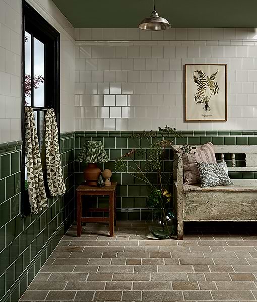 Victorian Style™ Wall Ceramic Cabbage Green Square