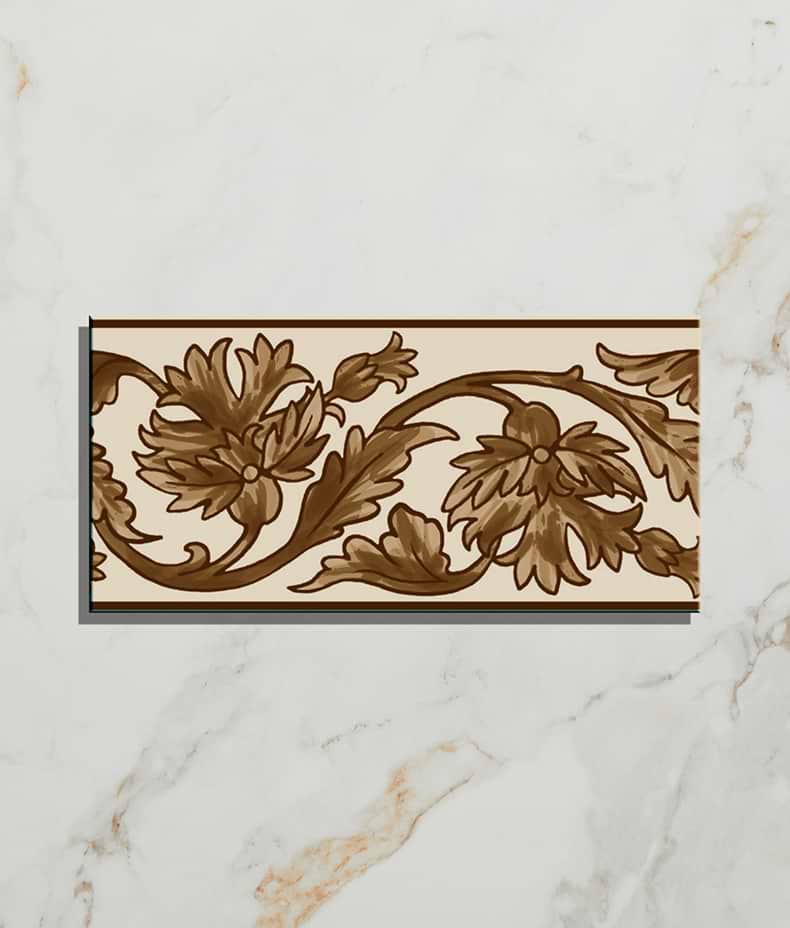 Victorian Style™ Wall Ceramic Decor Carnation Border Ochre