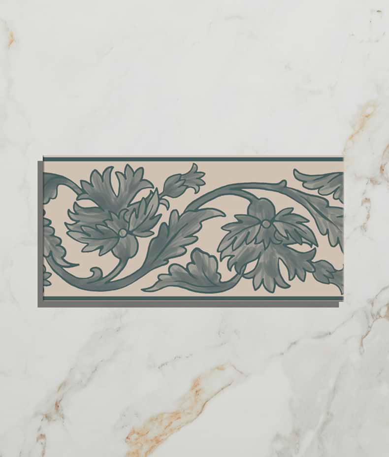 Victorian Style™ Wall Ceramic Decor Carnation Border Blue
