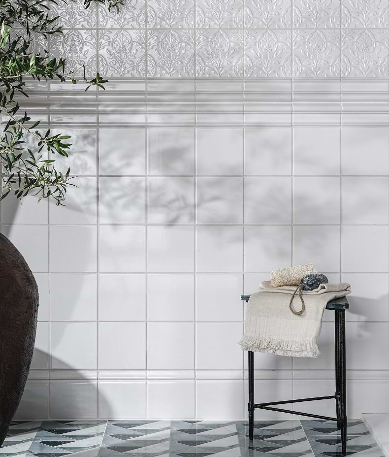 Victorian Style™ Wall Ceramic Cotton White Square
