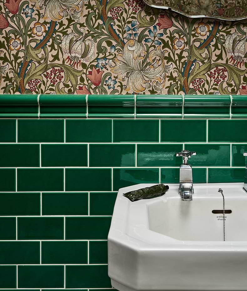 Victorian Style™ Wall Ceramic Emerald Green Dado Crackle Glaze
