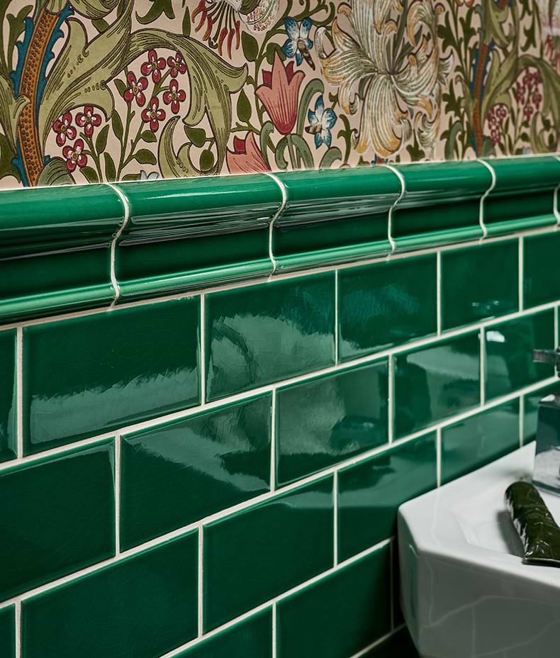 Victorian Style™ Wall Ceramic Emerald Green Dado Crackle Glaze