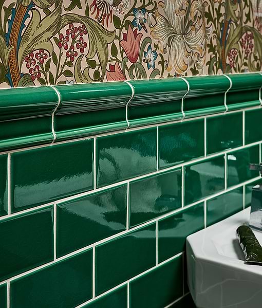 Victorian Style™ Wall Ceramic Emerald Green Dado Crackle Glaze